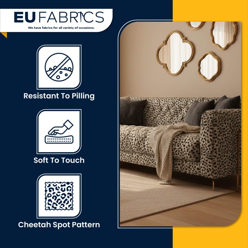 Quilted Cheetah Print Faux Fur Fabric with Wadding