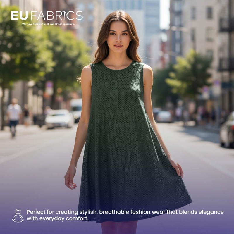 Bottle Green Airtex Mesh Fabric