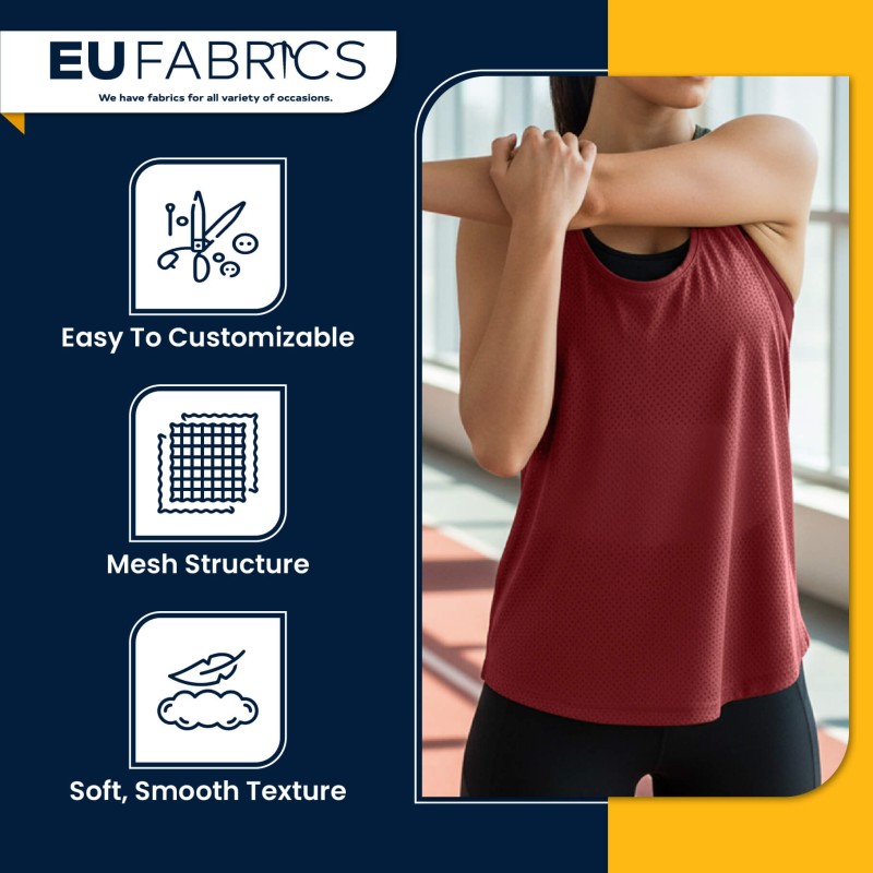 Wine Airtex Mesh Fabric 