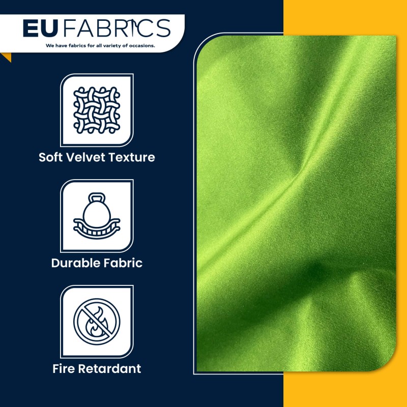 Fire Retardant Velvet Upholstery Fabric Lime Green - Clearance