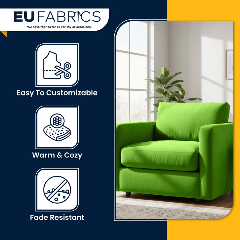 Fire Retardant Velvet Upholstery Fabric Lime Green - Clearance