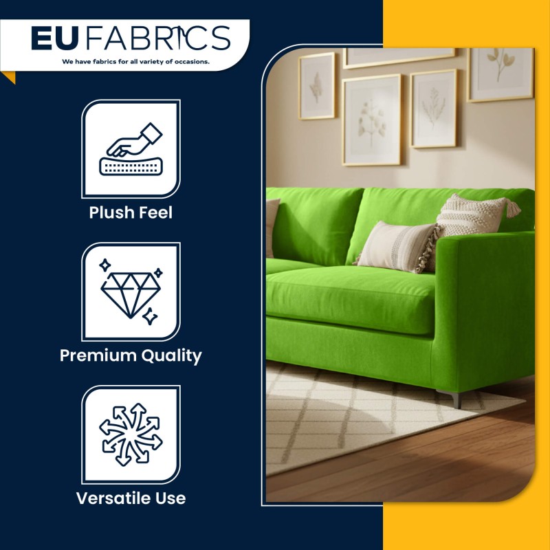 Fire Retardant Velvet Upholstery Fabric Lime Green - Clearance