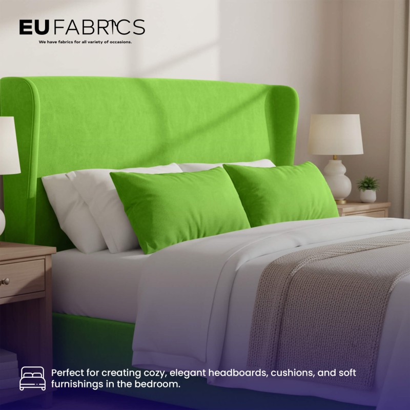 Fire Retardant Velvet Upholstery Fabric Lime Green - Clearance