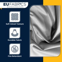 Fire Retardant Velvet Upholstery Fabric Silver - Clearance