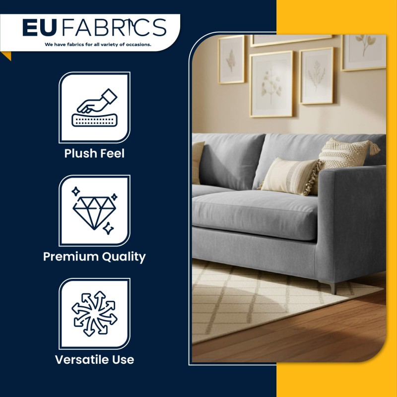 Fire Retardant Velvet Upholstery Fabric Silver - Clearance