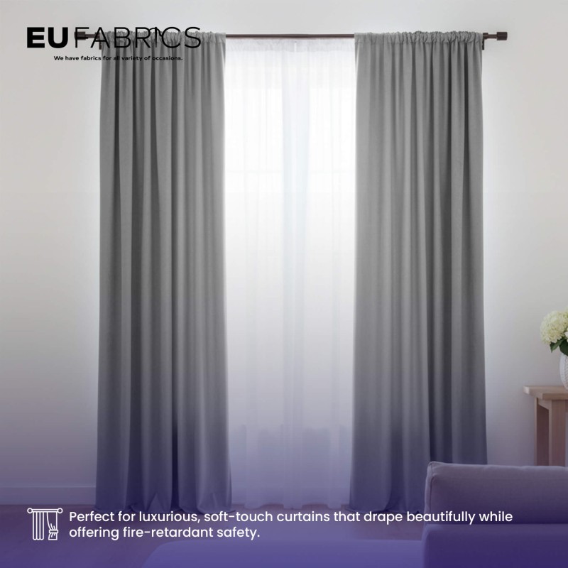 Fire Retardant Velvet Upholstery Fabric Silver - Clearance