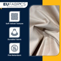 Fire Retardant Velvet Upholstery Fabric Beige - Clearance