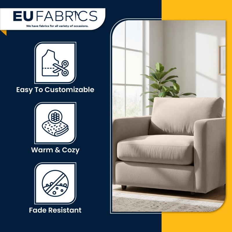 Fire Retardant Velvet Upholstery Fabric Beige - Clearance