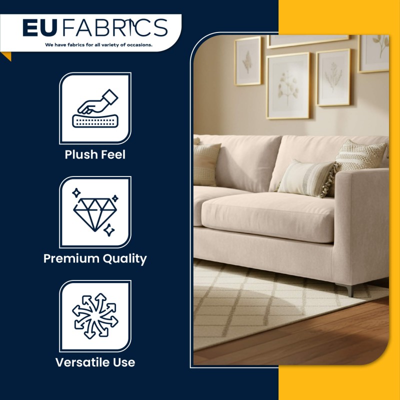 Fire Retardant Velvet Upholstery Fabric Beige - Clearance