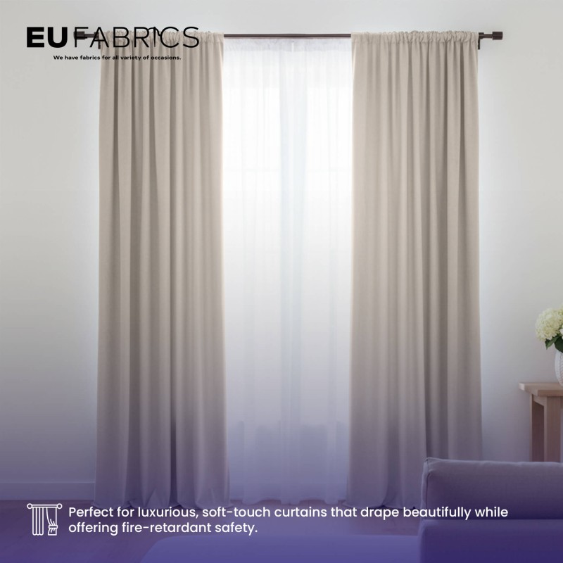 Fire Retardant Velvet Upholstery Fabric Beige - Clearance