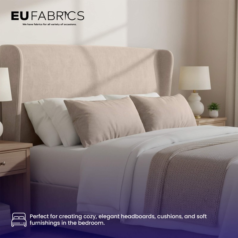 Fire Retardant Velvet Upholstery Fabric Beige - Clearance