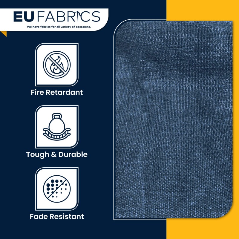Fire Retardant Heavy Duty Upholstery Fabric Blue Steel - Clearance
