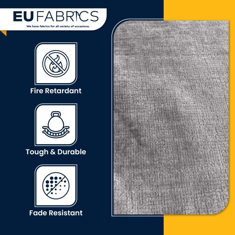 Fire Retardant Heavy Duty Upholstery Fabric Silver - Clearance