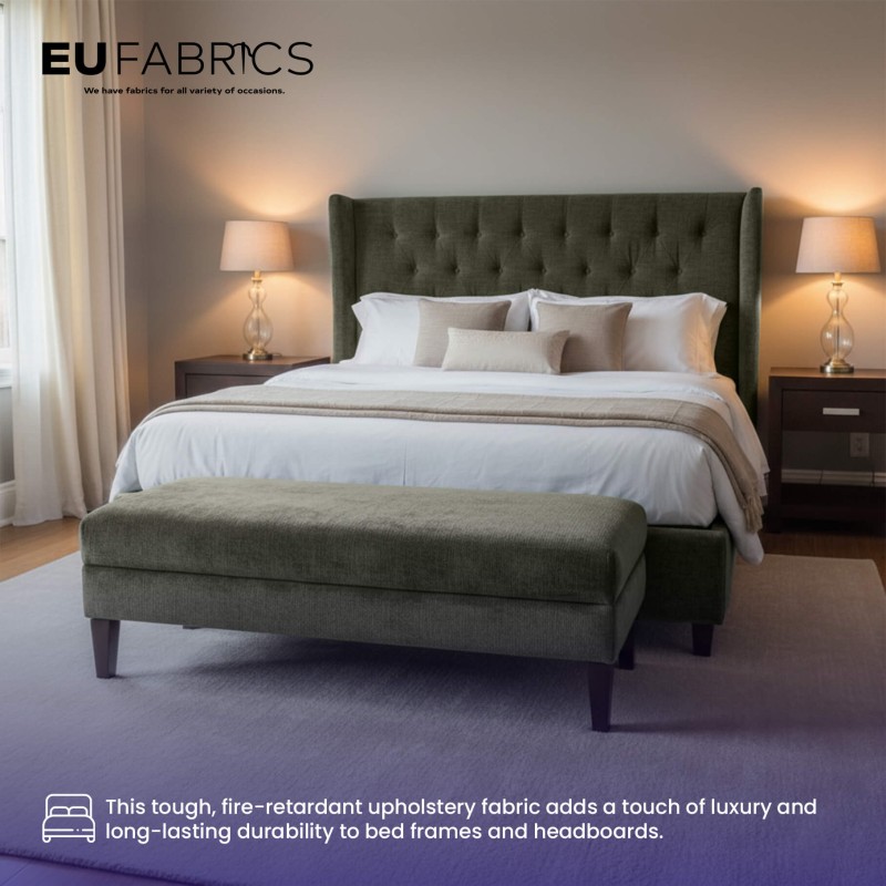 Fire Retardant Heavy Duty Upholstery Fabric Olive - Clearance