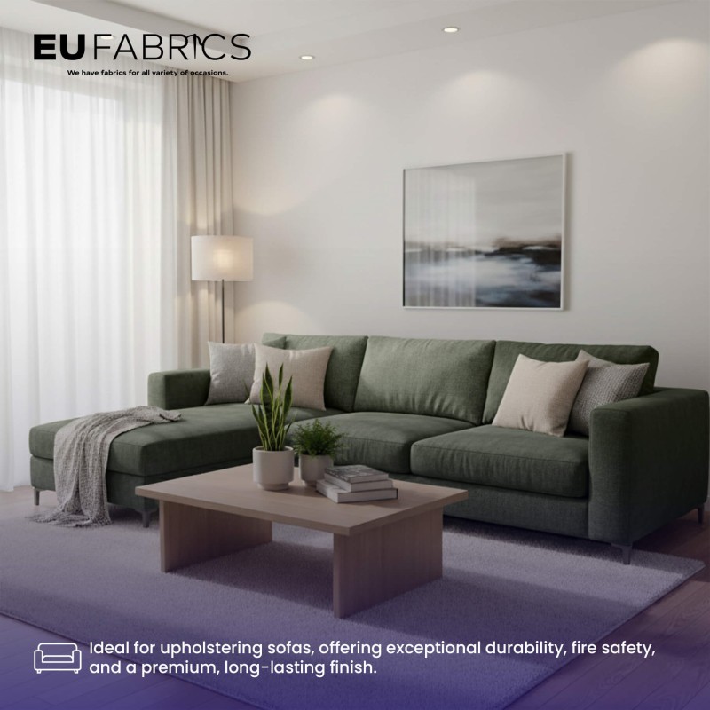 Fire Retardant Heavy Duty Upholstery Fabric Olive - Clearance