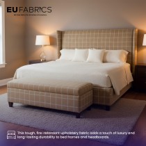 Fire Retardant Heavy Duty Upholstery Fabric Beige Check - Clearance