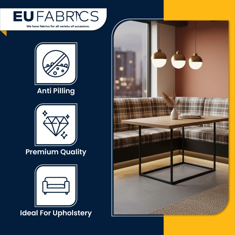 Fire Retardant Heavy Duty Upholstery Fabric Oats Check - Clearance
