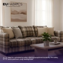 Fire Retardant Heavy Duty Upholstery Fabric Oats Check - Clearance