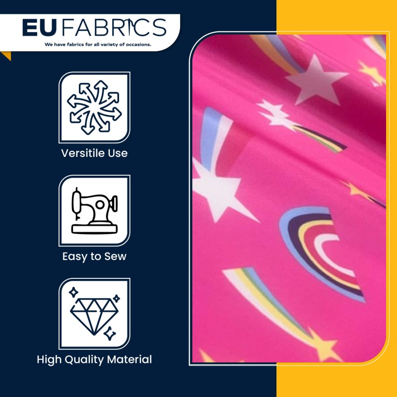 7oz PU Coated Waterproof Fabric Pink Rainbow 