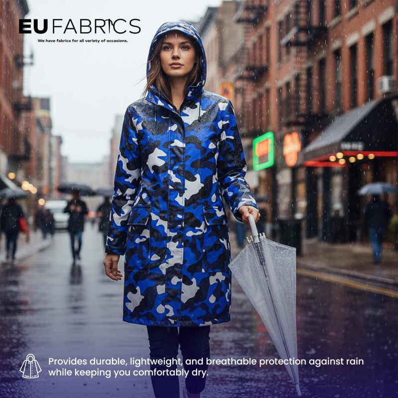 4oz Polyester NR005 Breathable Waterproof Fabric Royal Camo
