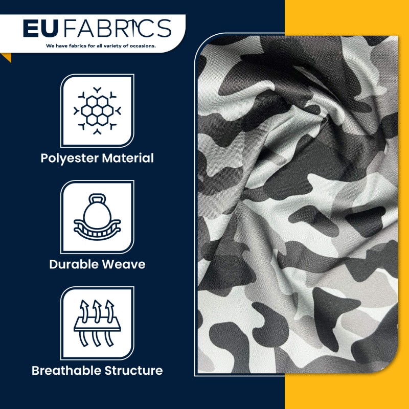 4oz Polyester NR005 Breathable Waterproof Fabric Silver Camo