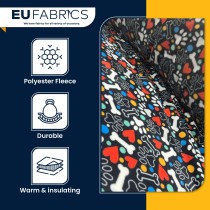 Anti Pill Printed Fleece Fabric Black