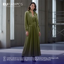 Cotton Velvet Fabric Dressmaking Olive Green