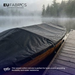 Black 17.5oz Waxed Cotton Canvas Fabric 10m | EU Fabrics