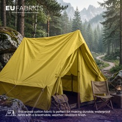 Gold 6oz Waxed Cotton Fabric Waterproof | EU Fabrics