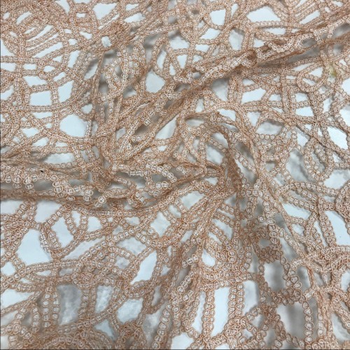 Lace fabric Designer Quality Peach