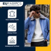 Sky Blue Stretch Faux Leather Fabric - Clearance