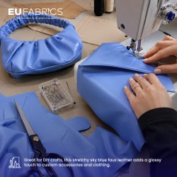 Sky Blue Stretch Faux Leather Fabric - Clearance