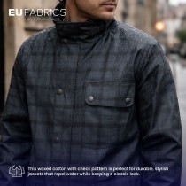 Waterproof Waxed Cotton Fabric Check Pattern