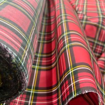 Red Dry Waxed Tartan Cotton Fabric P200