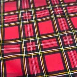 Red Dry Waxed Tartan Cotton Fabric P200