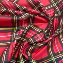 Red Dry Waxed Tartan Cotton Fabric P200