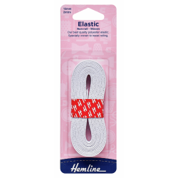 Woven Non-Roll Elastic 2m x 12mm -  White