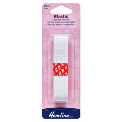 Woven Non-Roll Elastic 1m x 20mm -  White