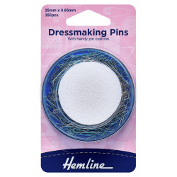 Dressmaker's Pins & Foam Pincushion 0.65mm shaft x 25mm long Nickel 350 Pieces