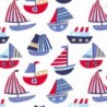 Polycotton Print Boats White