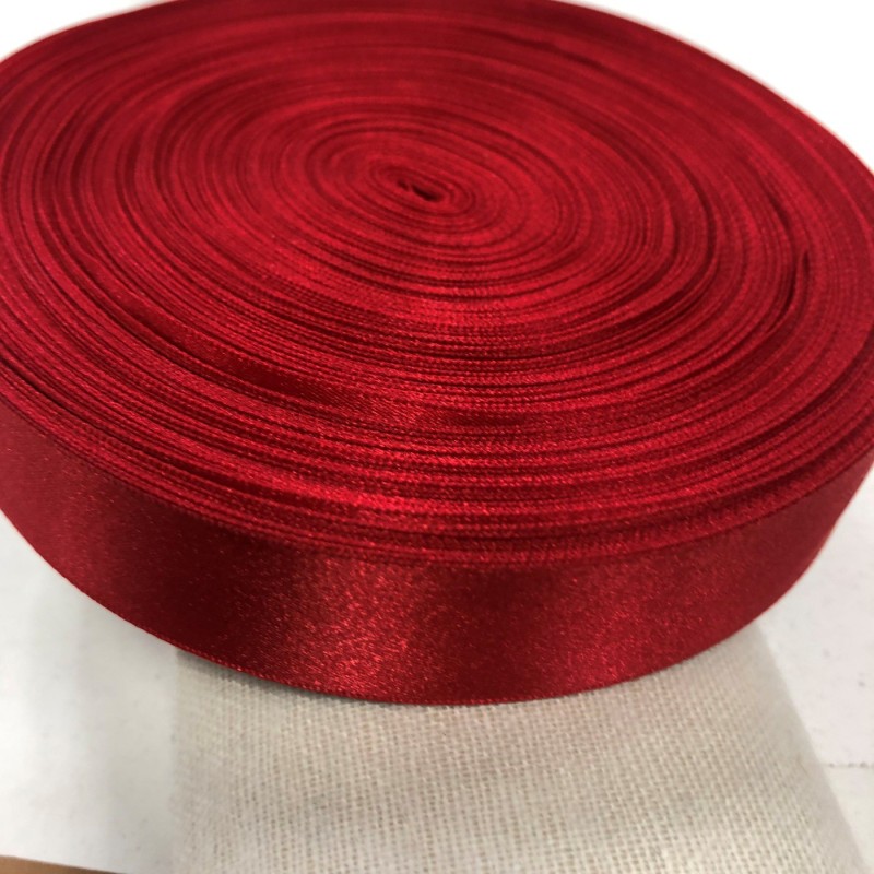 Jumbo Bulk Ribbon Single Face Satin Rouge Red (25mmx100m)