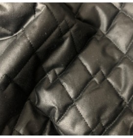 Quilted Fabric Waxed Cotton Canvas Black
