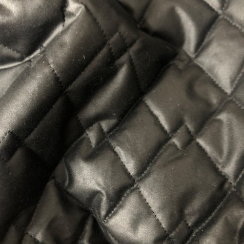 Quilted Fabric Waxed Cotton Canvas Black