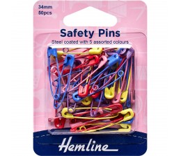 Safety Pins 34mm Assorted Colours 50 pcs