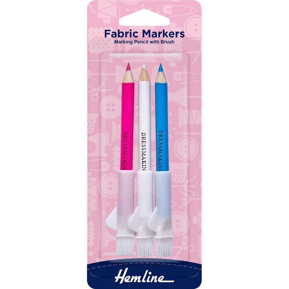 Fabric Markers Marking Pencil 3 Colours with Brush EU Fabrics