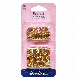 Eyelets Refill Pack - 8.7mm - Gold/Brass 36 Pieces