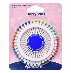 Berry Pins 0.60mm shaft x 34mm long Assorted Colours 40 pcs