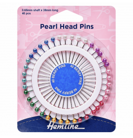 Pearl Head Pins 0.65mm shaft x 38mm long Assorted Colours 40 pcs