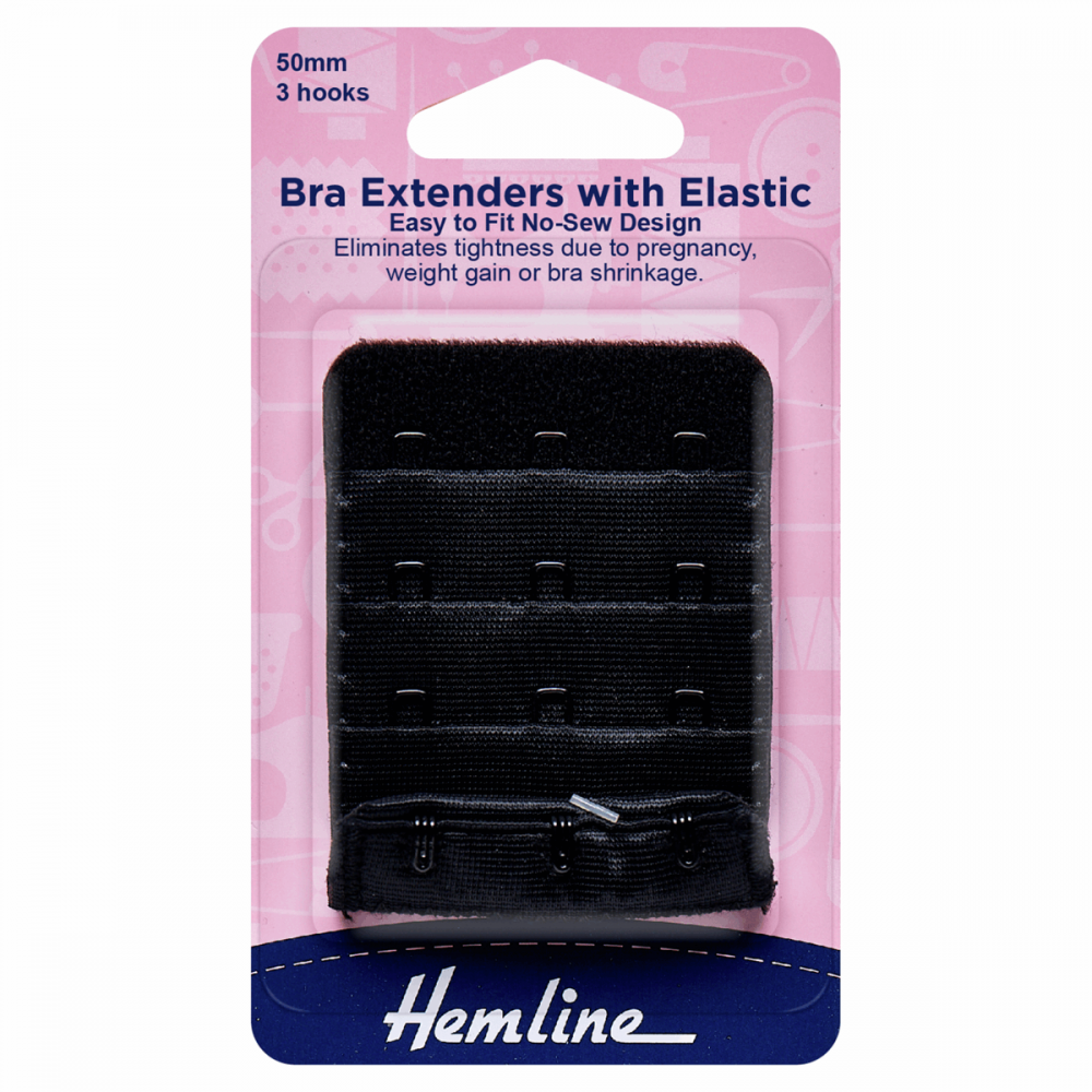 Bra Back Extenders 50mm 3 hooks - Black - Trendy Trims – Sew It