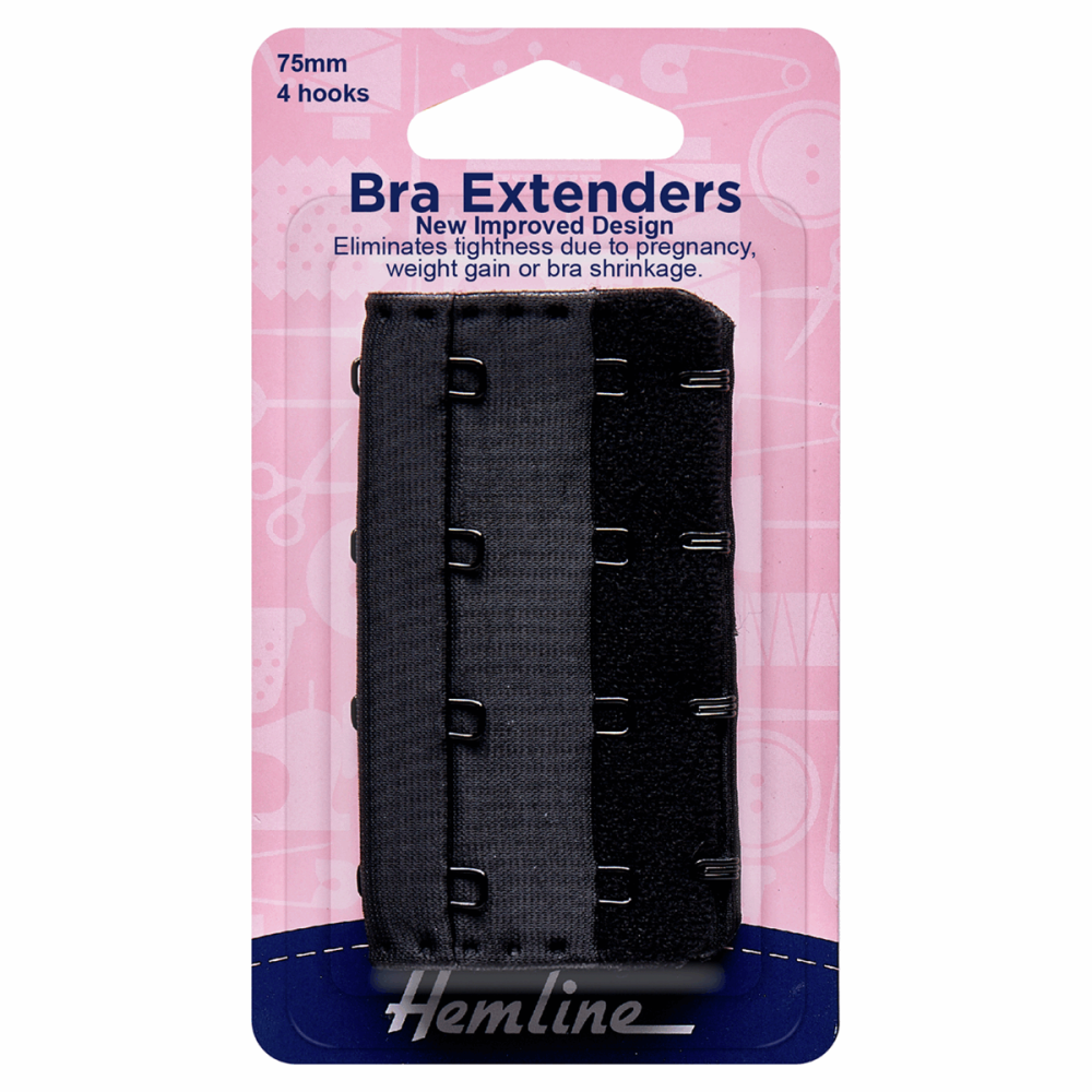 Nortexx Bra Extenders 1 HOOK, 19MM- VARIOUS COLOURS - Black